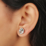 GEMHUB 925 Sterling Silver Gemstone Stud Earrings - Blue Aquamarine 5.35 Ct