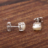 GEMHUB 925 Sterling Silver Gemstone Stud Earrings - White Pearl 2.65 Ct / White Pearl 3.10 Ct