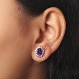 GEMHUB 925 Sterling Silver Gemstone Stud Earrings - Purple Amethyst 8.55 Ct