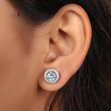 GEMHUB 925 Sterling Silver Gemstone Stud Earrings - Blue Aquamarine 7.60 Ct