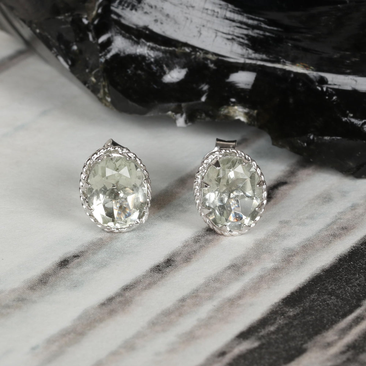 GEMHUB 925 Sterling Silver Gemstone Stud Earrings - Blue Aquamarine 5.35 Ct