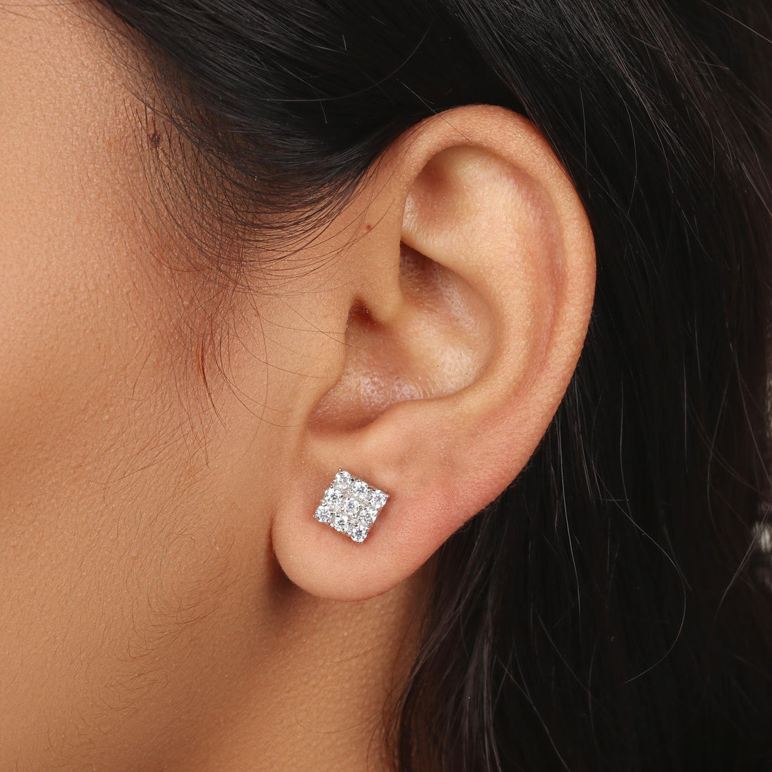 GEMHUB 925 Sterling Silver Gemstone Stud Earrings - White Zircon 5.60 Ct