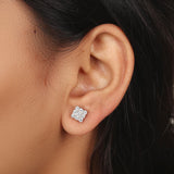 GEMHUB 925 Sterling Silver Gemstone Stud Earrings - White Zircon 5.60 Ct
