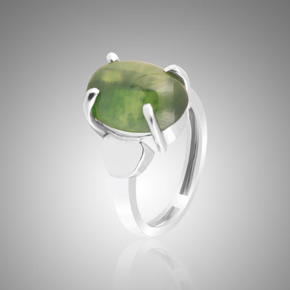9 Ct Natural Oval Cabochon 6 Rays Green Star Sapphire 925 Sterling Silver Ring