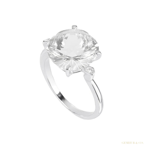 9.00 ct DEW Certified White Moissanite Solitaire Ring – Anniversary Gift for Wife 18K G 18K Gold Plated – white background main image