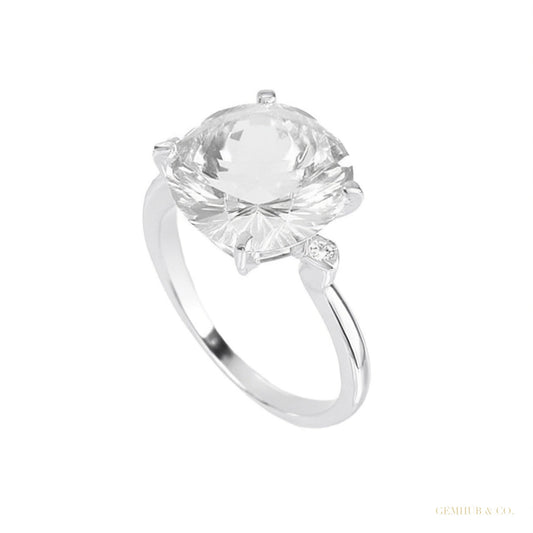 9.00 ct DEW Certified White Moissanite Solitaire Ring – Anniversary Gift for Wife 18K G 18K Gold Plated – white background main image