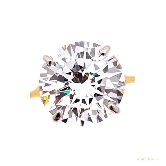 9.70 ct DEW Off White Moissanite Ring Sparkle Gift for Her Birthday 18K Gold Plated Ver 18K Gold Plated – white background main image