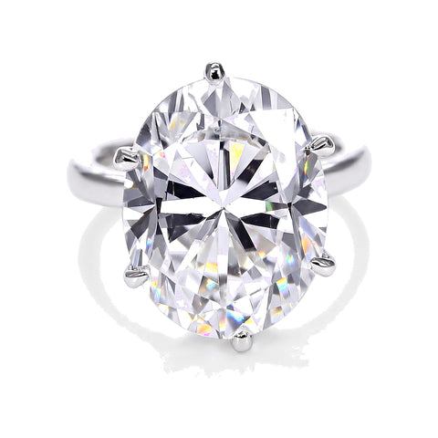 9.75 ct DEW Certified White Moissanite Solitaire Ring – Romantic Gift for Spouse 18K Go 18K Gold Plated – white background main image