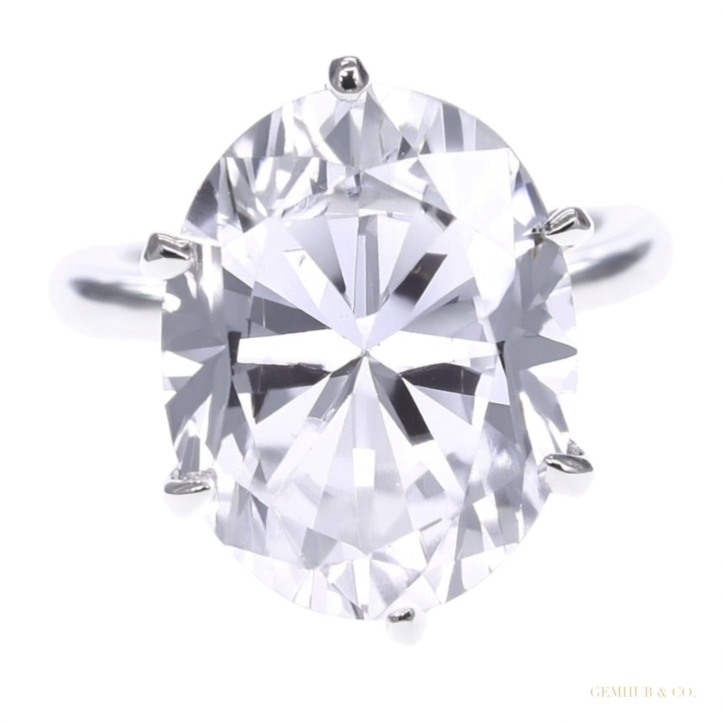9.75 ct DEW Certified White Moissanite Solitaire Ring – Romantic Gift for Spouse 18K Go 18K Gold Plated – white background main image
