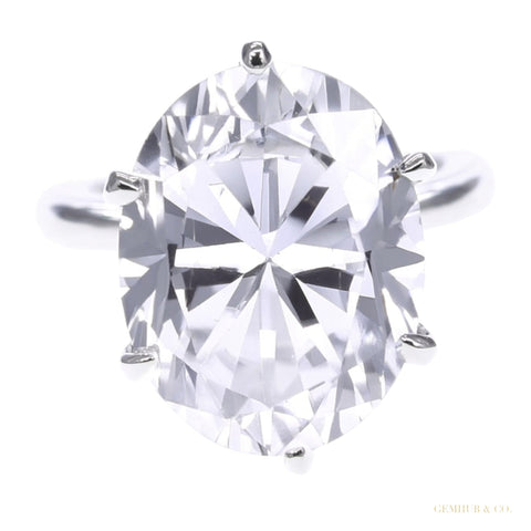 9.75 ct DEW Certified White Moissanite Solitaire Ring – Romantic Gift for Spouse 18K Go 18K Gold Plated – white background main image