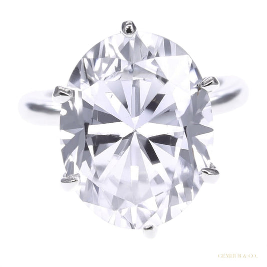 9.75 ct DEW Certified White Moissanite Solitaire Ring – Romantic Gift for Spouse 18K Go 18K Gold Plated – white background main image