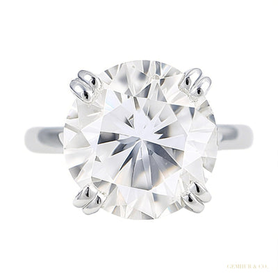 9.80 ct DEW Certified Round Cut Blue Moissanite Solitaire Ring In 18K Gold Plated Verme 18K Gold Plated