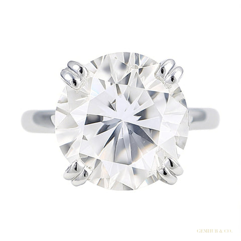 9.80 ct DEW Certified Round Cut Blue Moissanite Solitaire Ring In 18K Gold Plated Verme 18K Gold Plated – white background main image