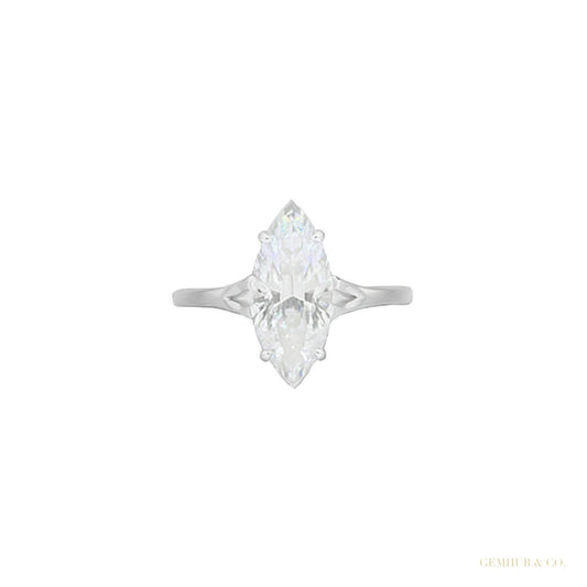 9 ct DEW Certified White Moissanite Solitaire Ring. For Anniversary Gift 18K Gold Plate 18K Gold Plated – white background main image
