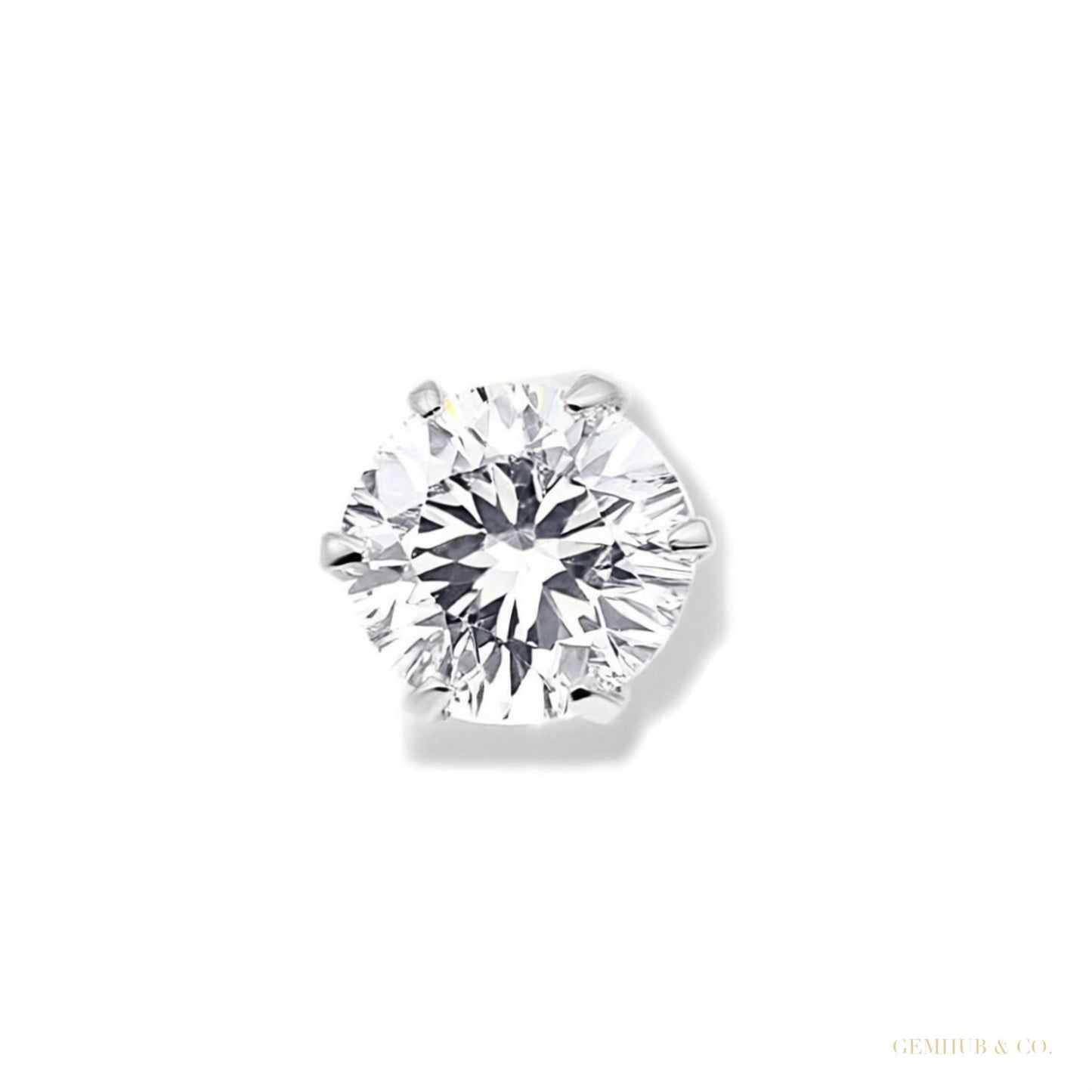 9.00 ct DEW Certified White Moissanite Solitaire Studs In Gold Vermeil – white background main image