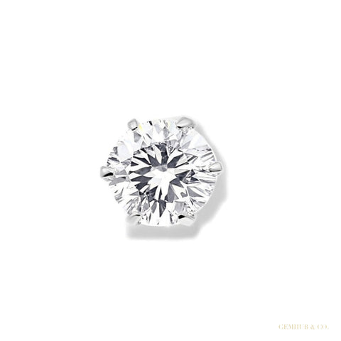9.00 ct DEW Certified White Moissanite Solitaire Studs In Gold Vermeil – white background main image