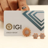 0.59 Ct. IGI Certified 18KT Rose Gold Natural Diamond Pendant And Earrings Set