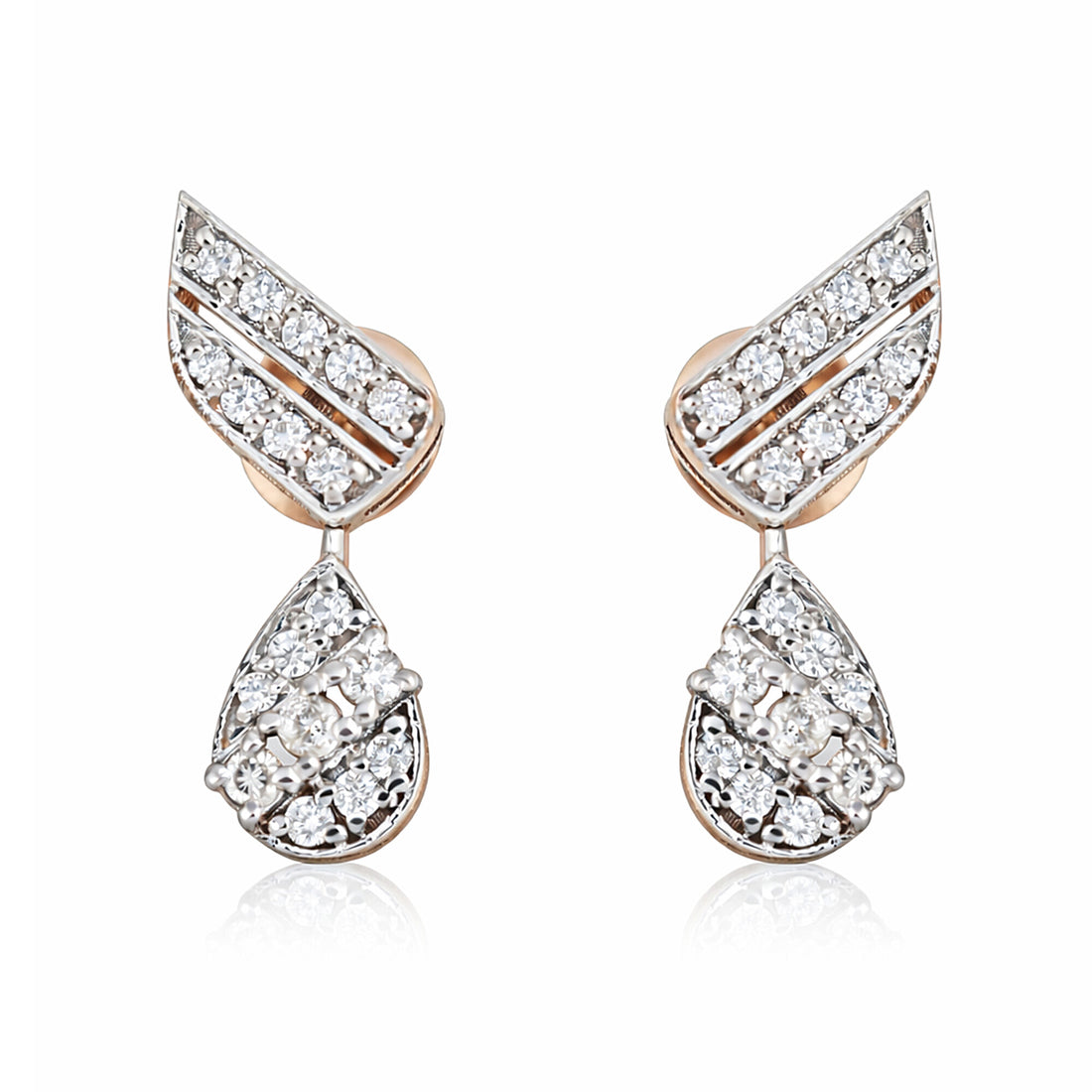 18K Lab-Grown Diamond Pave Round Stud Earrings