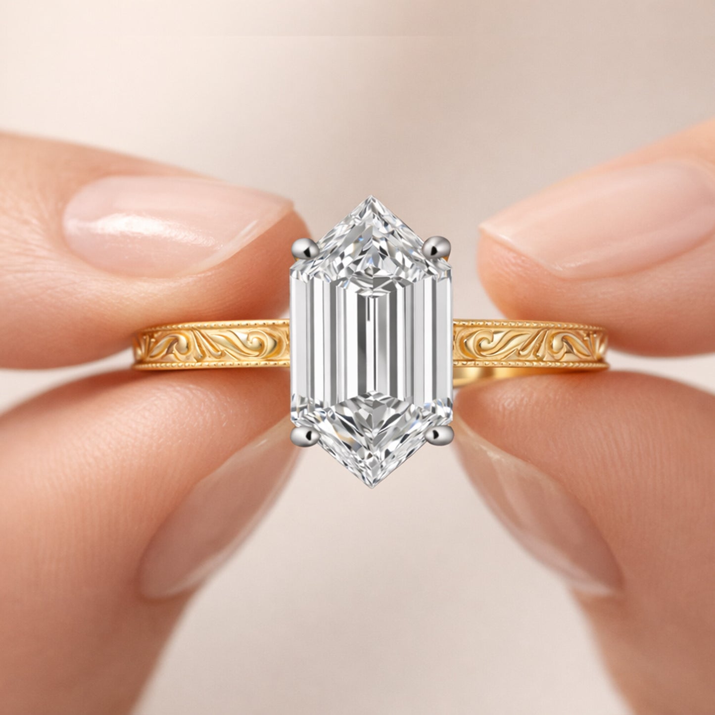 14K/18K Lab Grown Diamond Fancy Cut Ring for Women