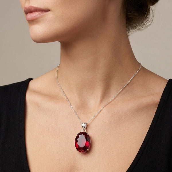 GEMHUB model-wearing (AI) Red Topaz Oval 105 Ct