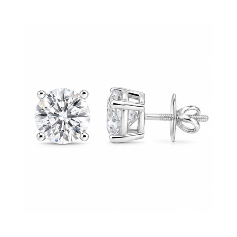14K/18K Lab-Grown Diamond Solitaire Round Stud Earrings
