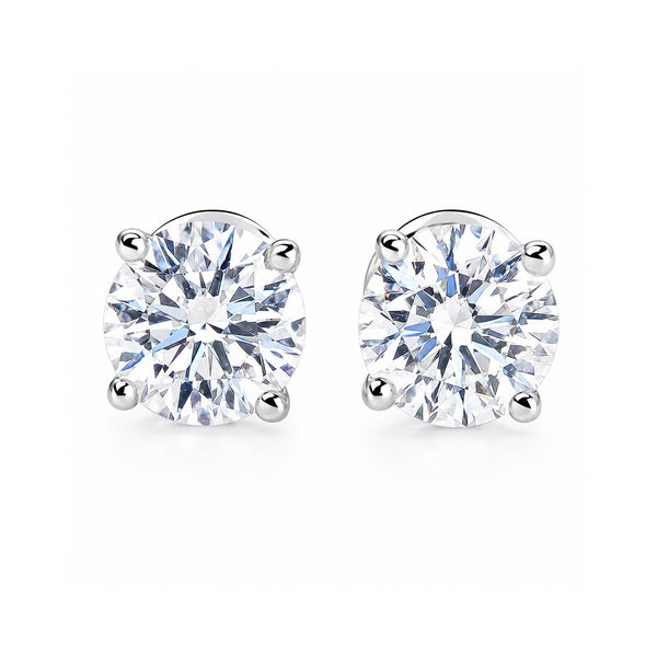 14K/18K Lab-Grown Diamond Solitaire Round Stud Earrings