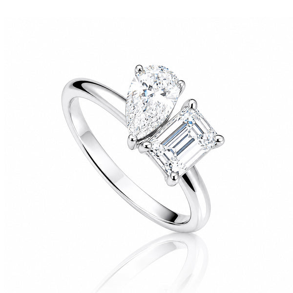 18K Lab Grown Diamond Emerald Cut Ring for Women