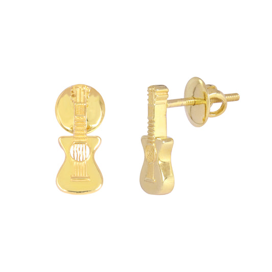18K Gold Guitar Stud Earrings