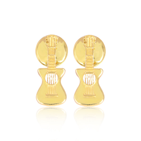 18K Gold Guitar Stud Earrings