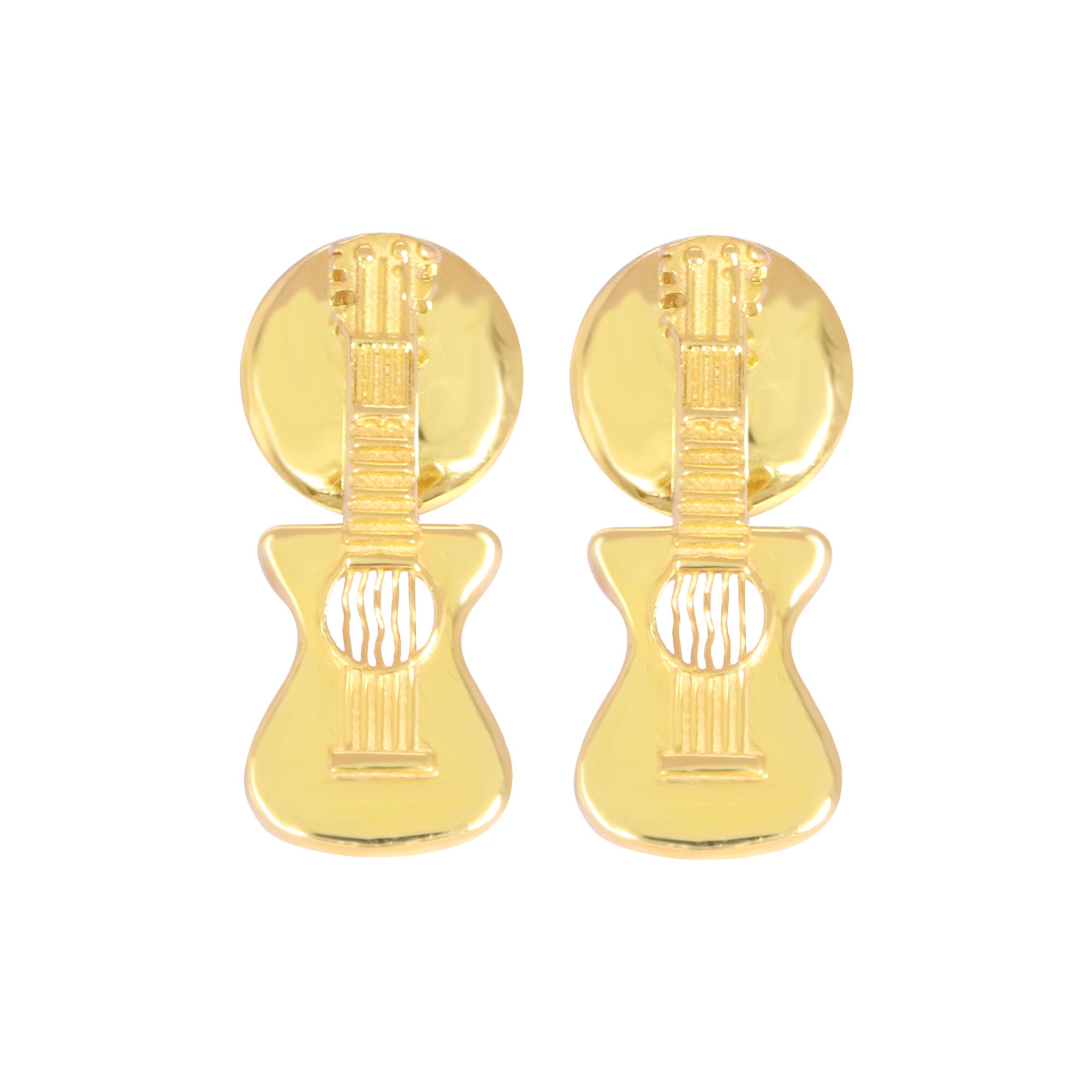 18K Gold Guitar Stud Earrings