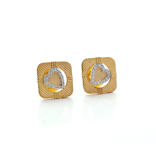 18K Lab-Grown Diamond Pave Round Stud Earrings