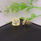 18K Lab-Grown Diamond Pave Round Stud Earrings