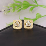 18K Lab-Grown Diamond Pave Round Stud Earrings
