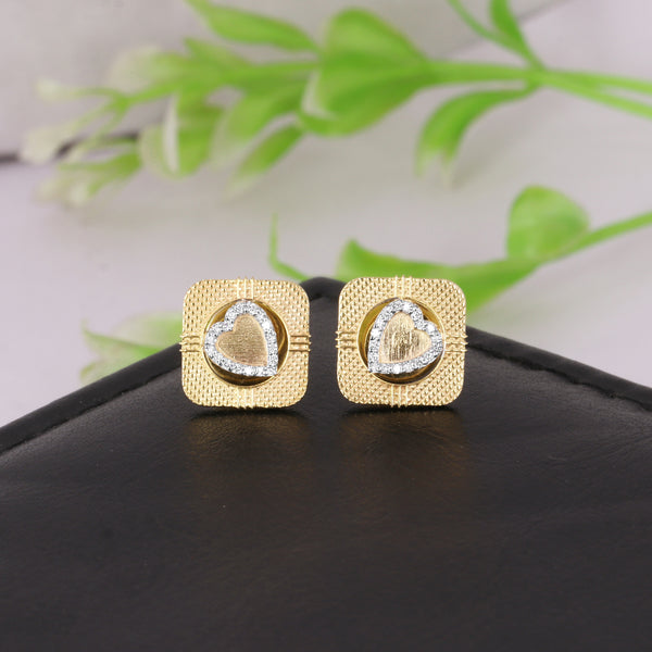 18K Lab-Grown Diamond Pave Round Stud Earrings