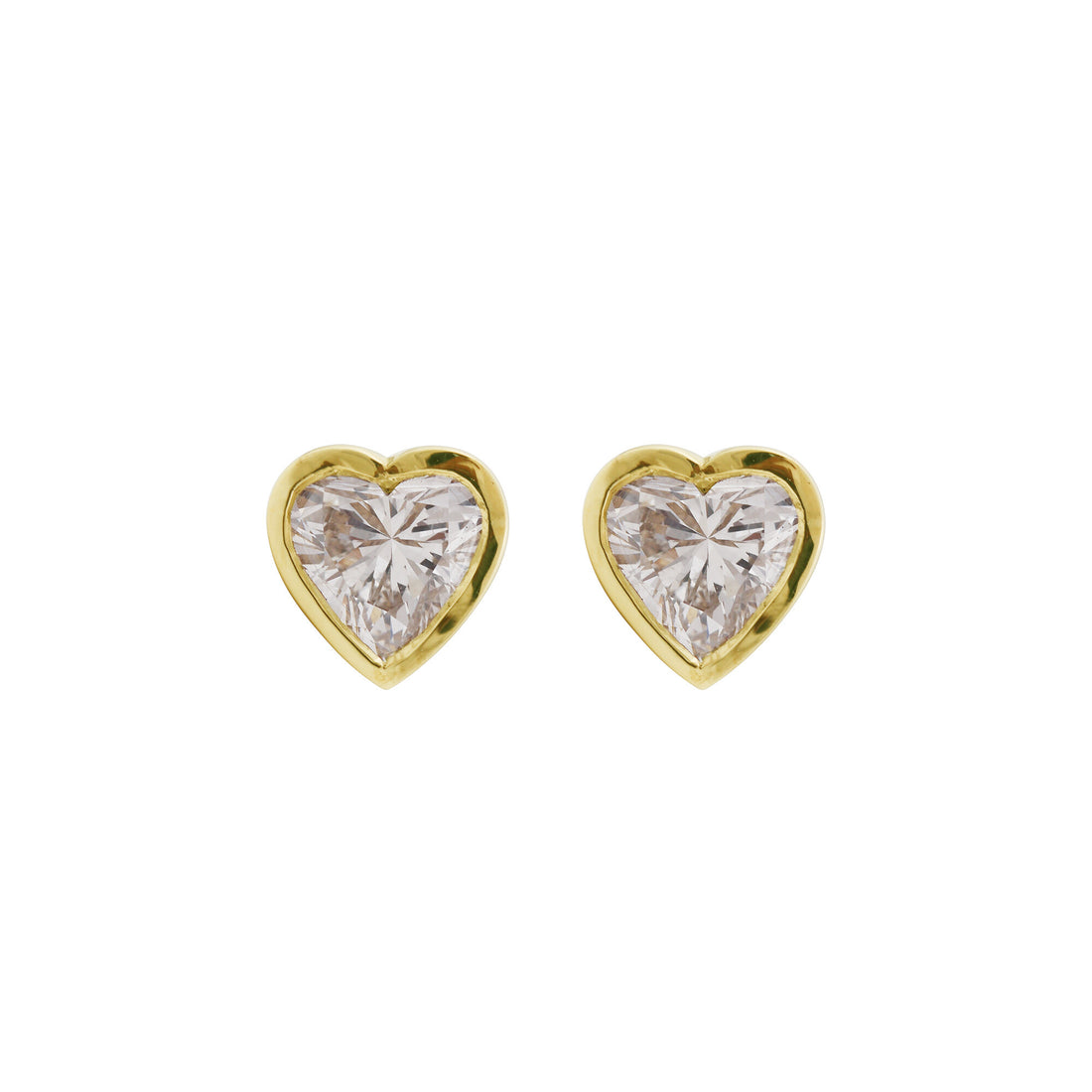 18K Lab-Grown Diamond Heart Stud Earrings