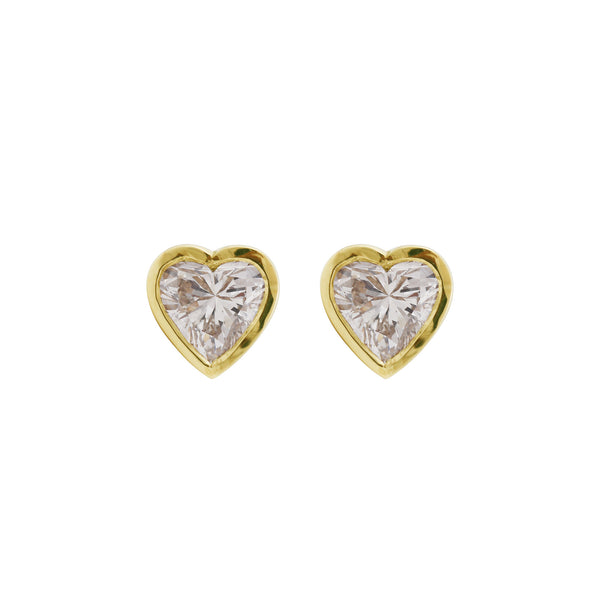 18K Lab-Grown Diamond Heart Stud Earrings