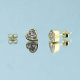 18K Lab-Grown Diamond Heart Stud Earrings