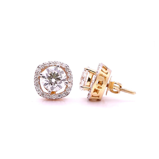 18K Lab-Grown Diamond Solitaire Round Stud Earrings