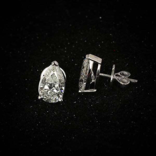 18K Lab Grown Diamond Round Stud Earrings – 5 Carat, BIS Hallmarked
