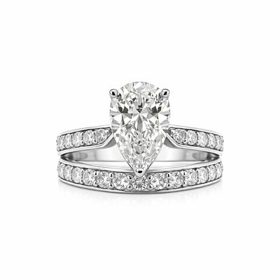 14K/18K Lab Grown Diamond Pear Solitaire Ring, 2.4 Ct, VVS/E | IGI Certified