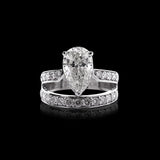 14K Lab Grown Diamond Pear Halo Ring | IGI Certified