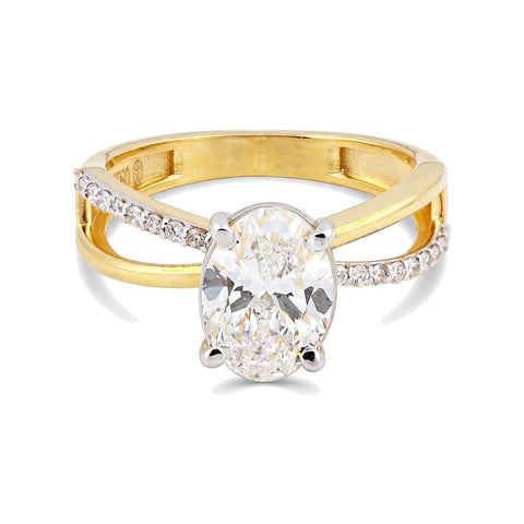 14K Lab Grown Diamond Oval Petite Halo Ring | IGI Certified