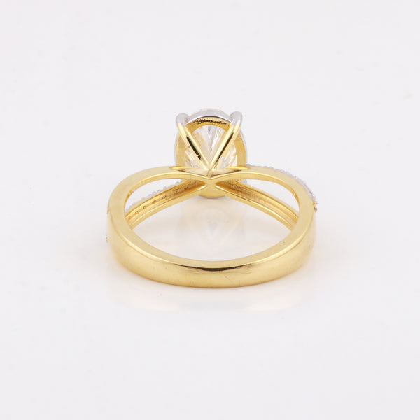 14K Lab Grown Diamond Oval Petite Halo Ring | IGI Certified