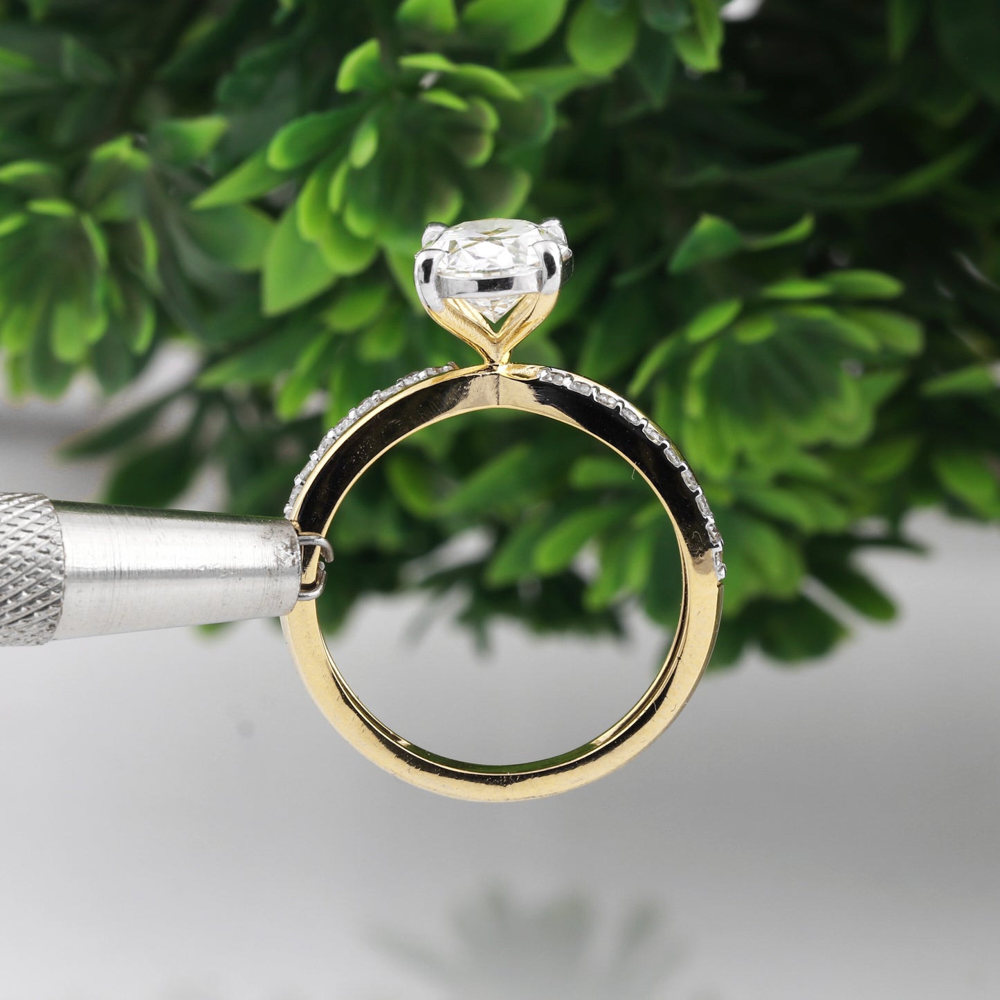 14K Lab Grown Diamond Oval Petite Halo Ring | IGI Certified
