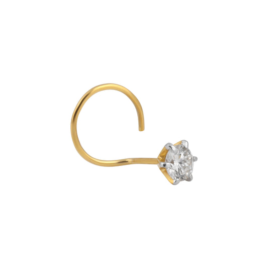 18K Gold Lab Grown Diamond Nose Pin – Round Cut, 0.12 Carat, IGI Certified