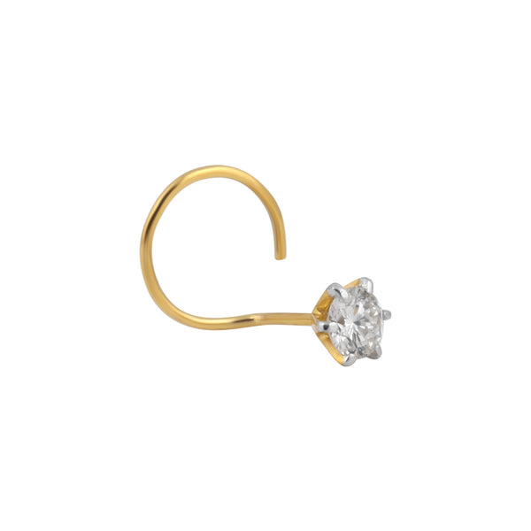 18K Gold Lab Grown Diamond Nose Pin – Round Cut, 0.12 Carat, IGI Certified