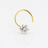 18K Gold Lab Grown Diamond Nose Pin – Round Cut, 0.12 Carat, IGI Certified