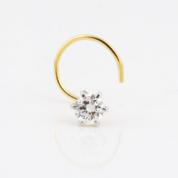 18K Gold Lab Grown Diamond Nose Pin – Round Cut, 0.12 Carat, IGI Certified