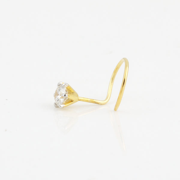 18K Gold Lab Grown Diamond Nose Pin – Round Cut, 0.12 Carat, IGI Certified
