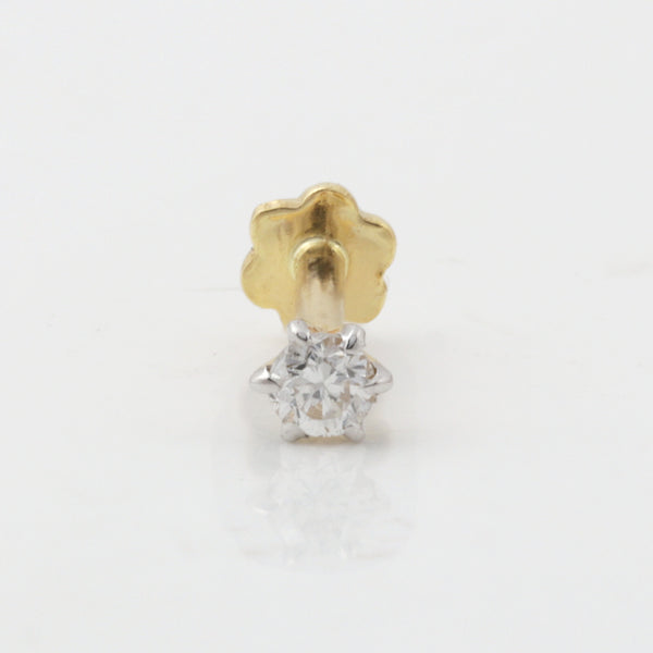 18K Gold Lab Grown Diamond Nose Pin – Round Cut, 0.07 Carat, IGI Certified